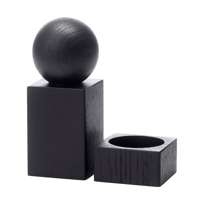 Applicata Twist spice grinder and salt bowl Black stained oak