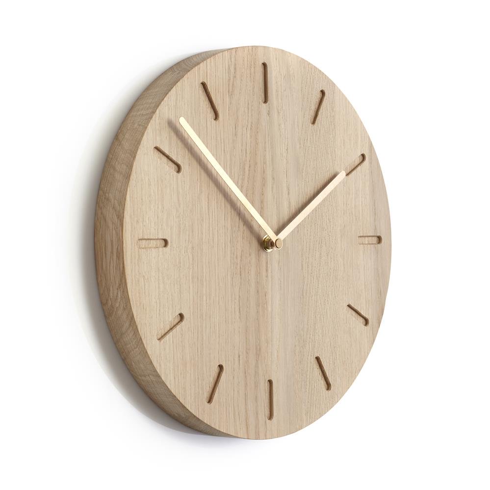 Applicata Watch:Out wall clock oak oak-brass | Scandinavian Design | Wall clocks | White