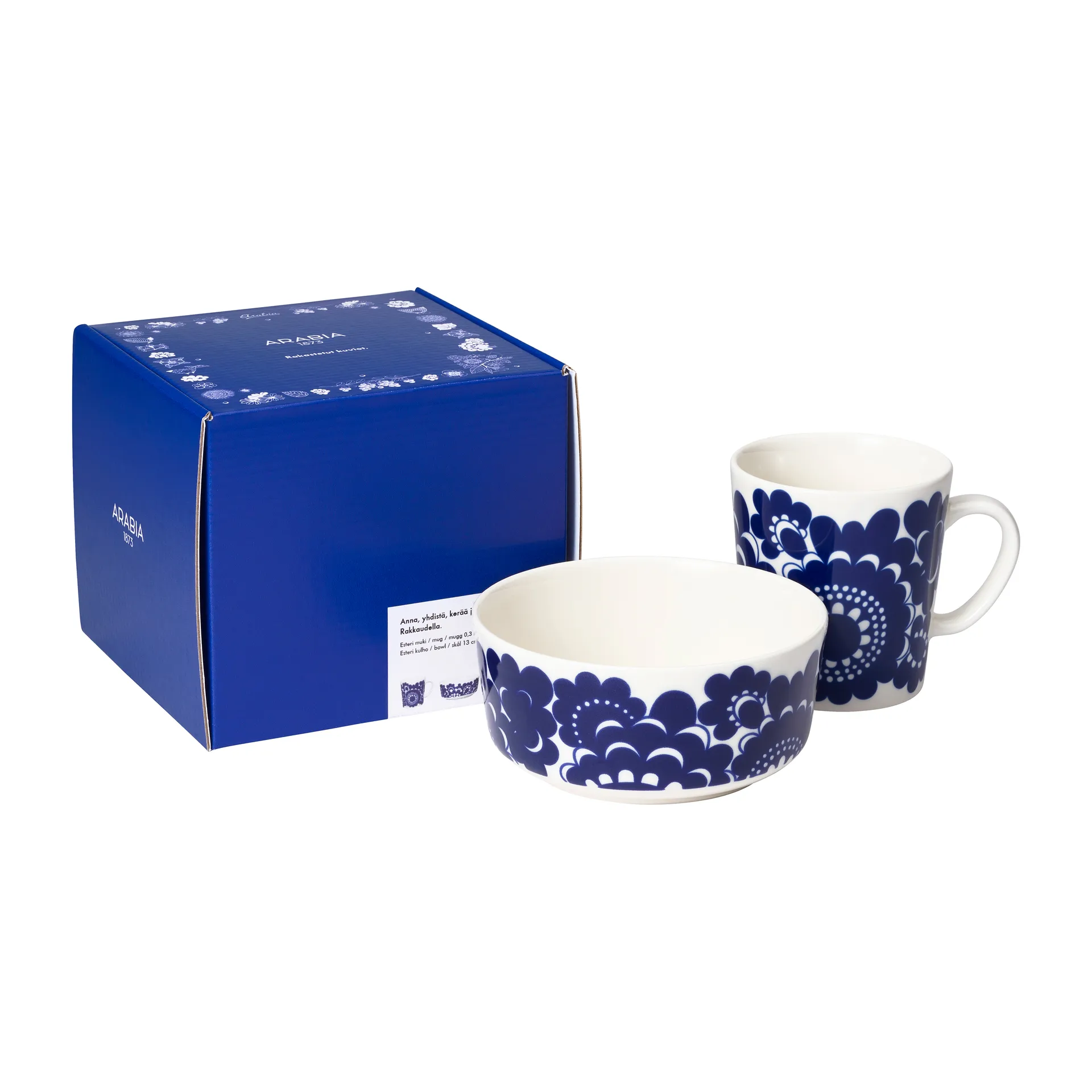 Esteri mug 30 cl and bowl Ø13 cm, Blue Arabia