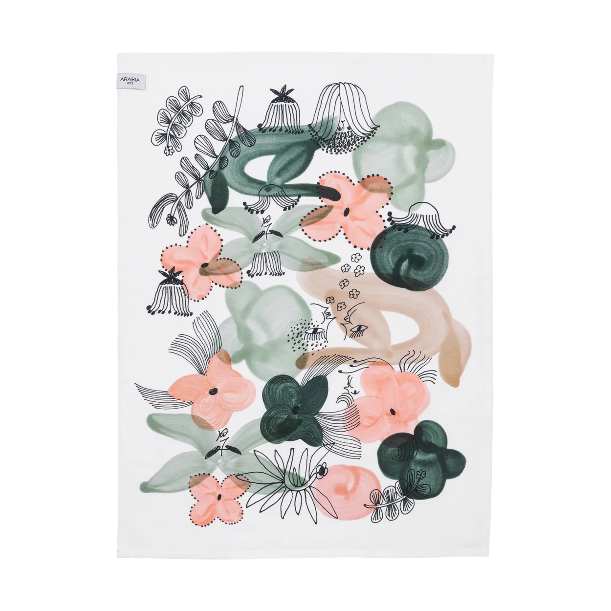 Arabia Kukkamaa kitchen towel 50x70 cm Green | Scandinavian Design | Kitchen tea towels | Green