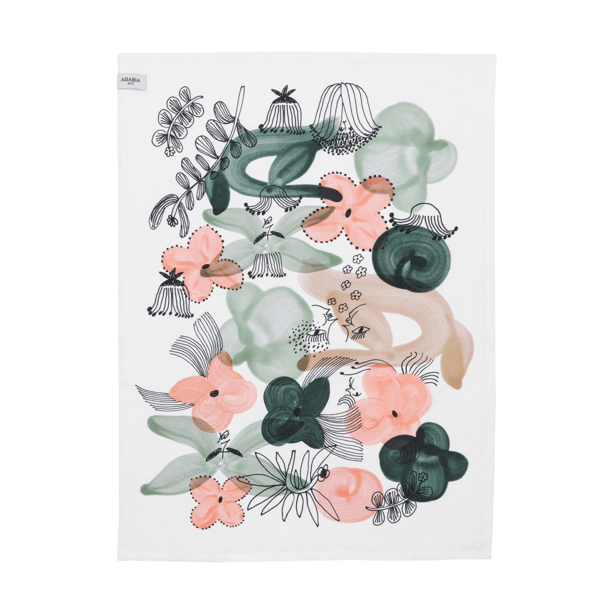 Arabia Kukkamaa kitchen towel 50x70 cm Green | Scandinavian Design | Kitchen tea towels | Green