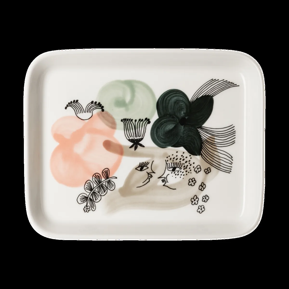 Arabia Kukkamaa plate 15x19 cm Green