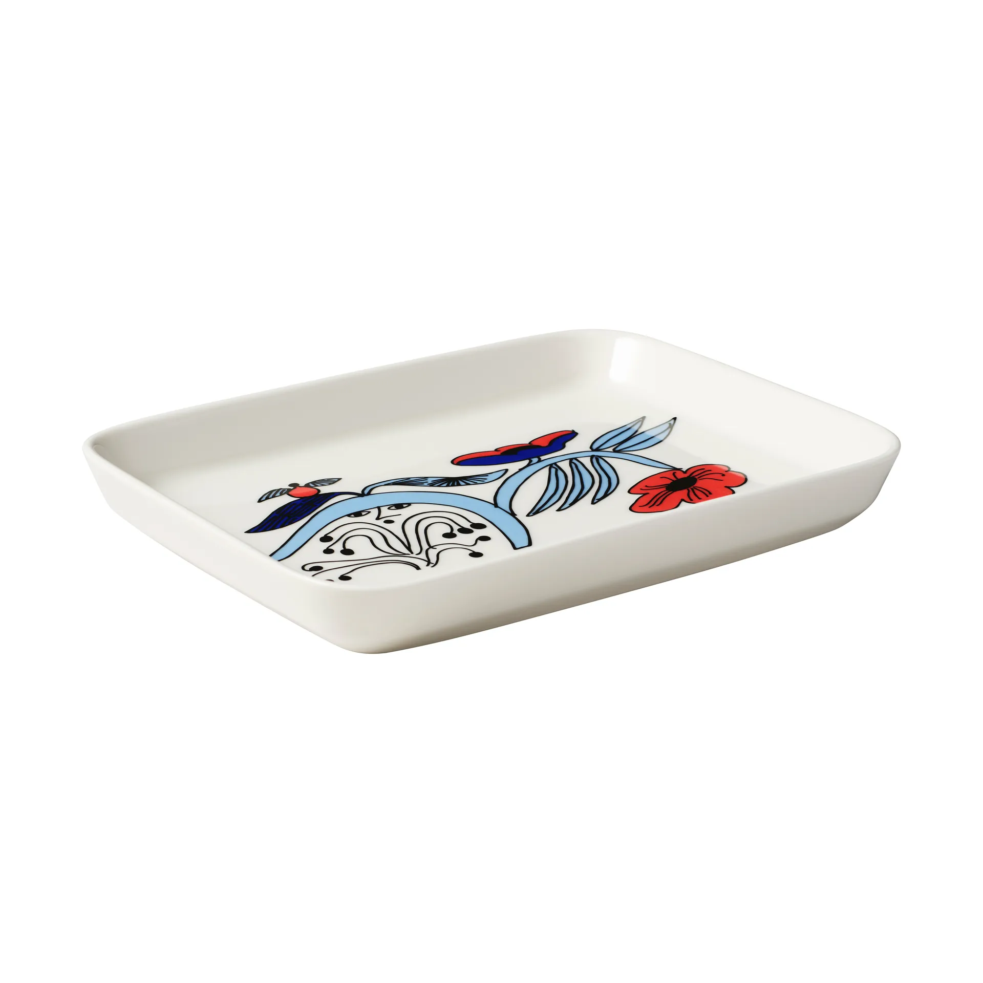 Puutarhurit plate 15x19 cm, Blue-white-red Arabia