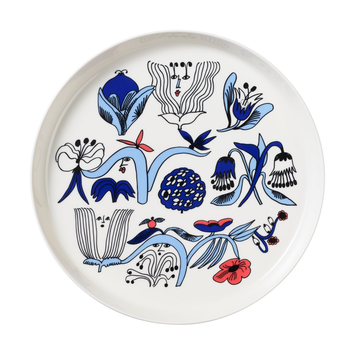 Arabia Puutarhurit plate o24 cm Blue-white-red | Scandinavian Design | Dinner plates | Multi