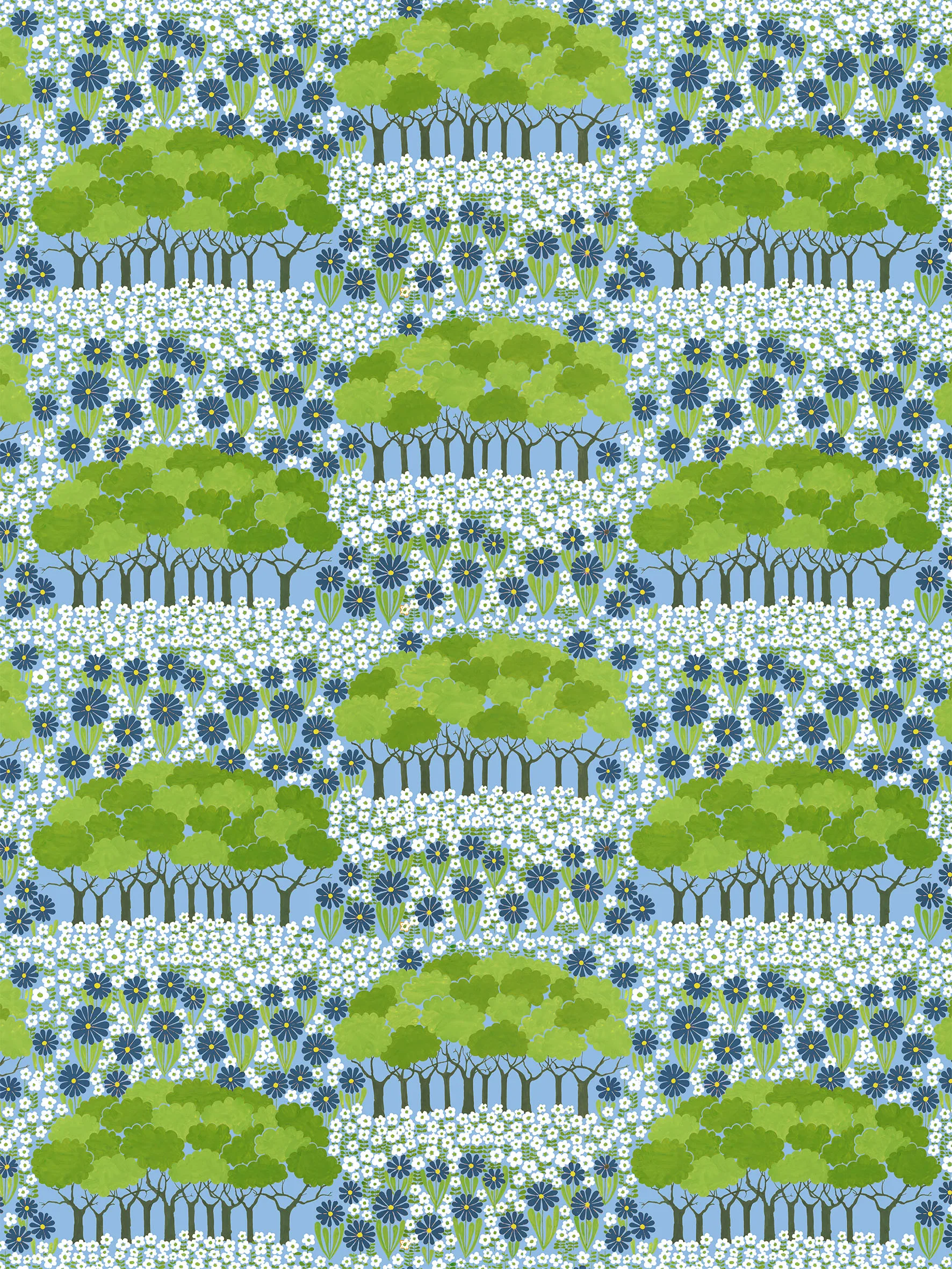 Allé fabric, Green-blue Arvidssons Textil