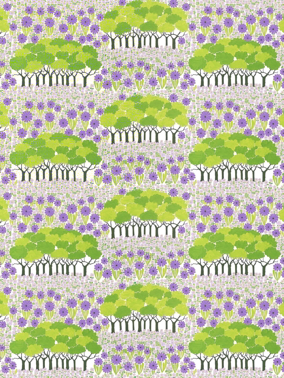 Arvidssons Textil Allé fabric Green-purple | Scandinavian Design | Fabric by the metre | Green