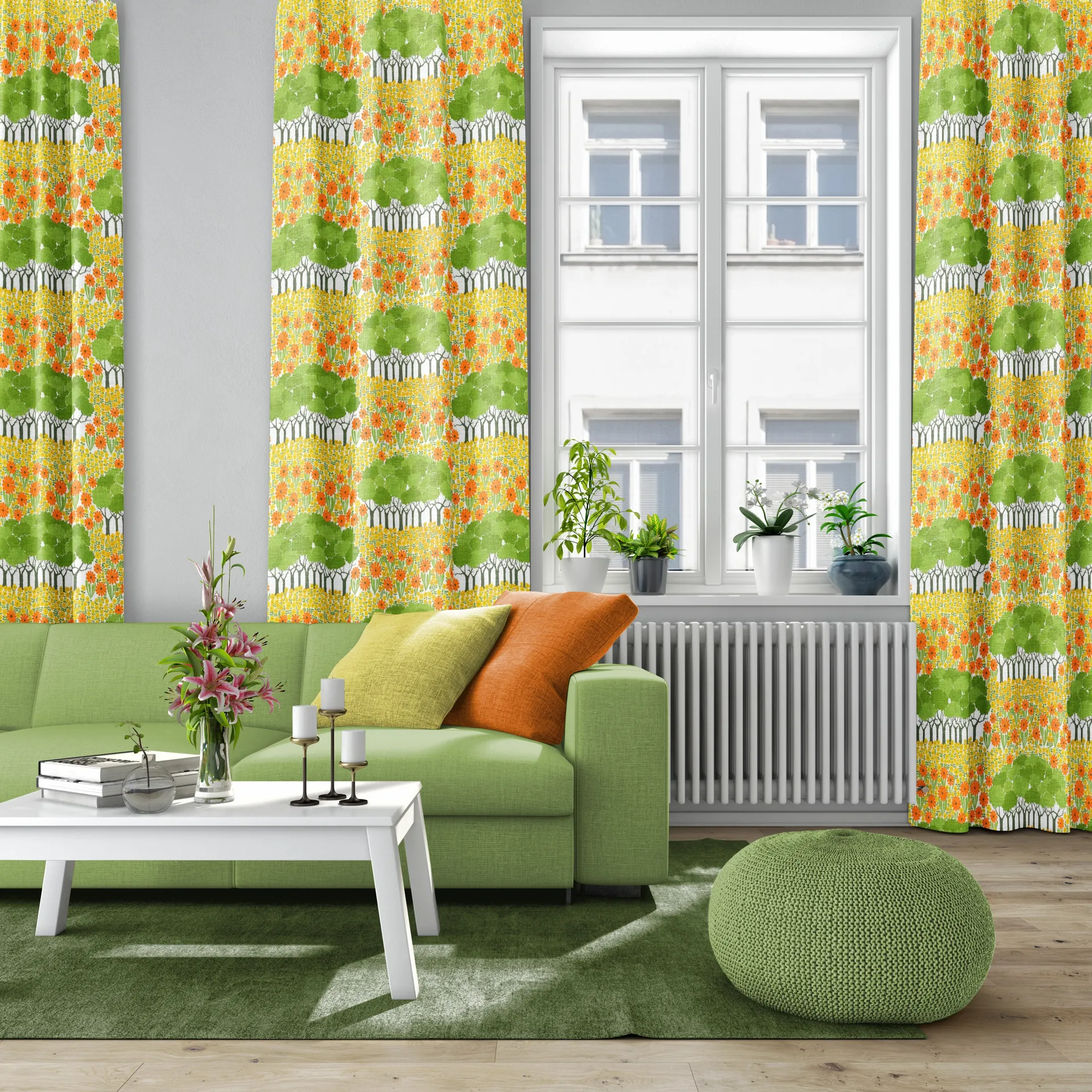 Allé fabric, Yellow-green Arvidssons Textil