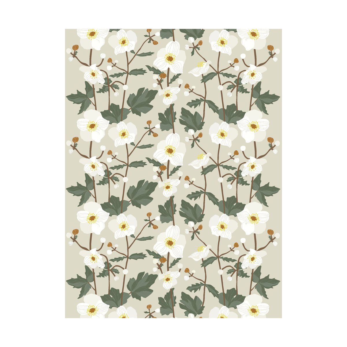 Arvidssons Textil Anemon fabric Beige | Scandinavian Design | Fabric by the metre | Beige