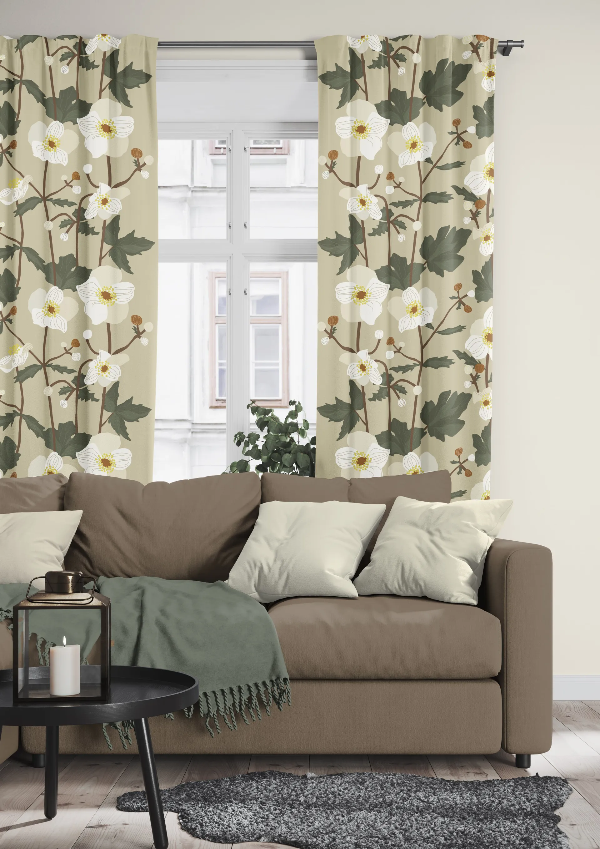 Anemon fabric, Beige Arvidssons Textil