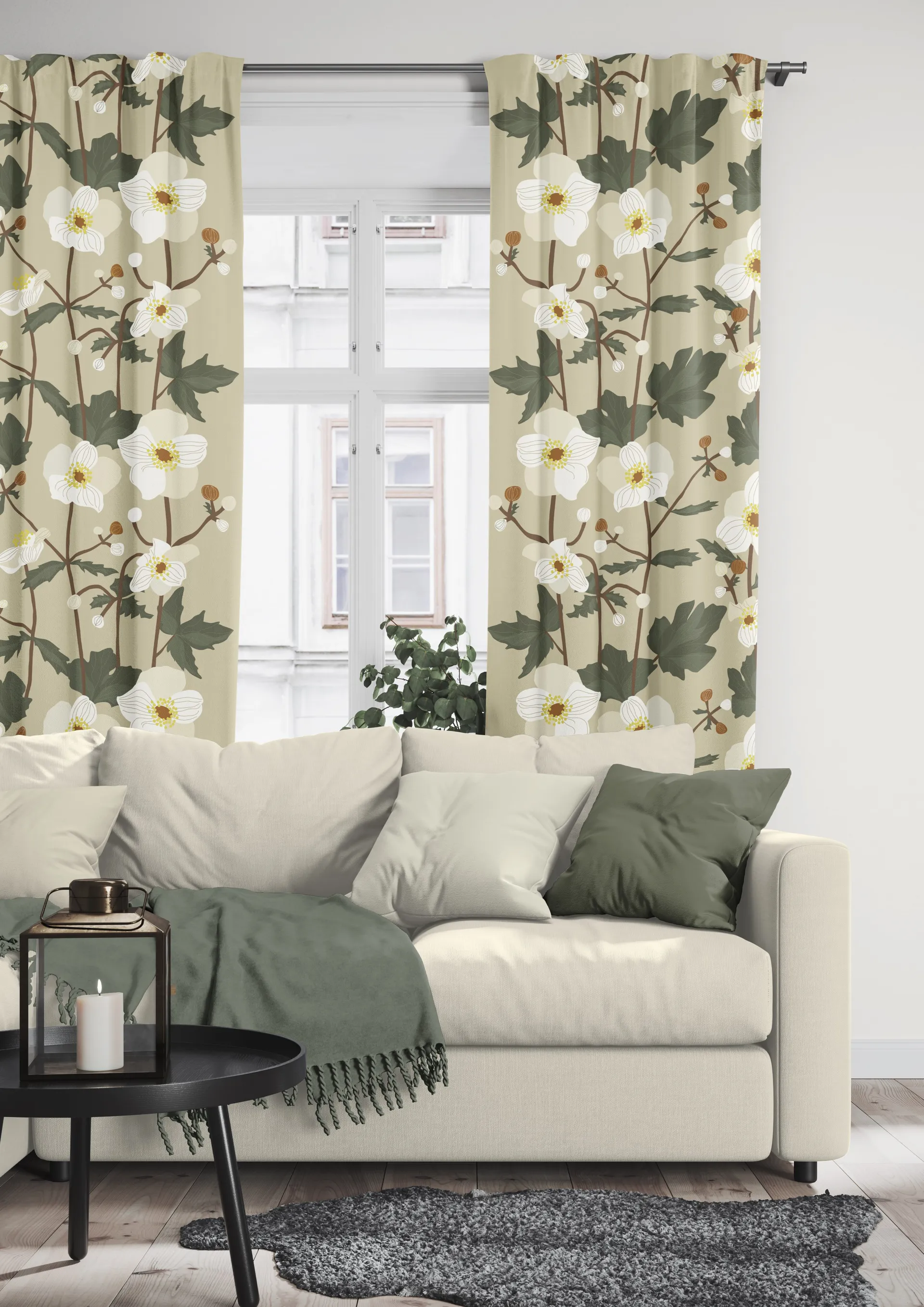 Anemon fabric, Beige Arvidssons Textil