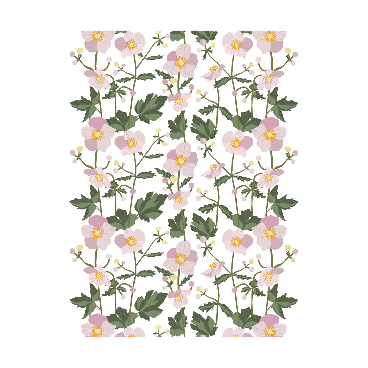 Arvidssons Textil Anemon fabric Pink | Scandinavian Design | Fabric by the metre | Pink