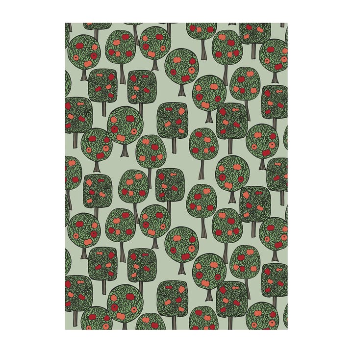 Äppelskogen fabric - Green-red - Arvidssons Textil