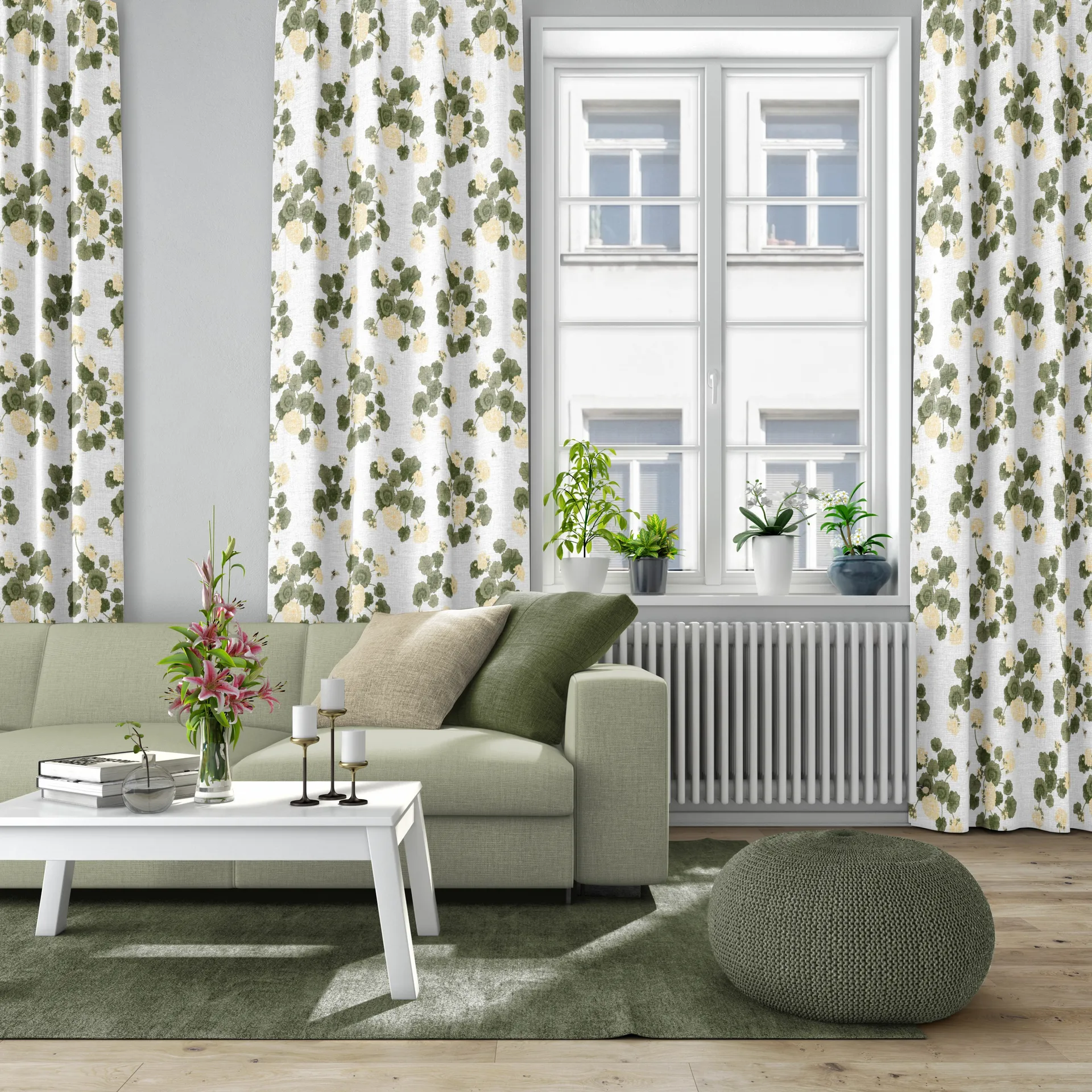 Astrid fabric, Yellow-green Arvidssons Textil