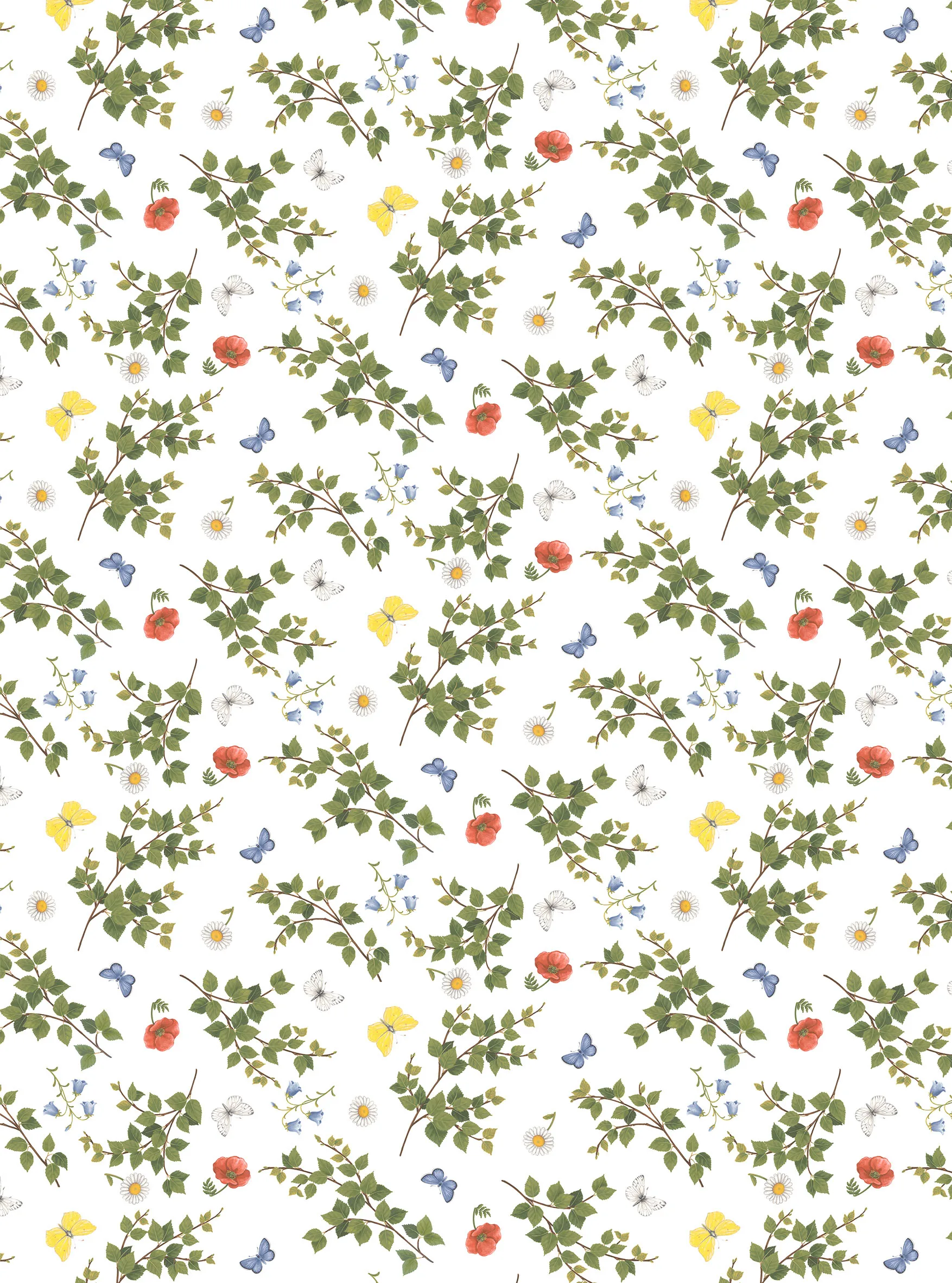 birchäng fabric, Green-multi Arvidssons Textil