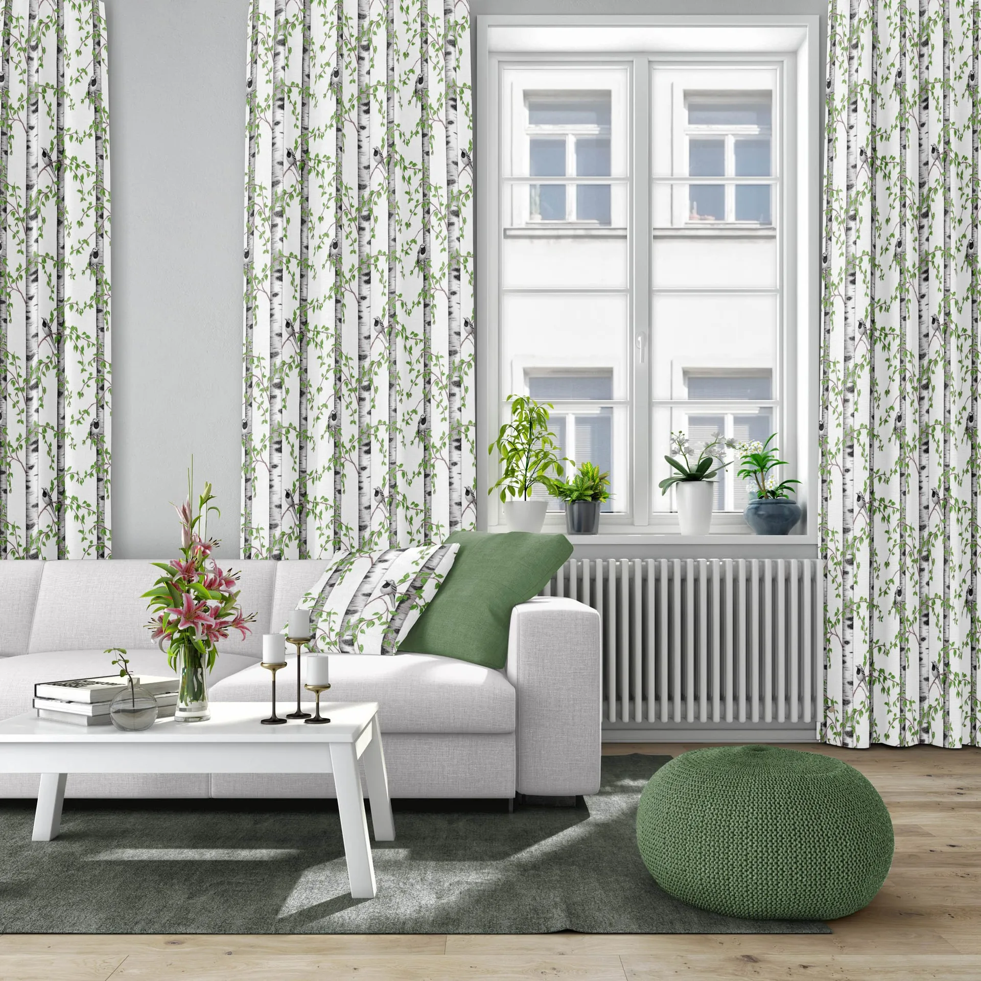 Björkdungen fabric, white Arvidssons Textil