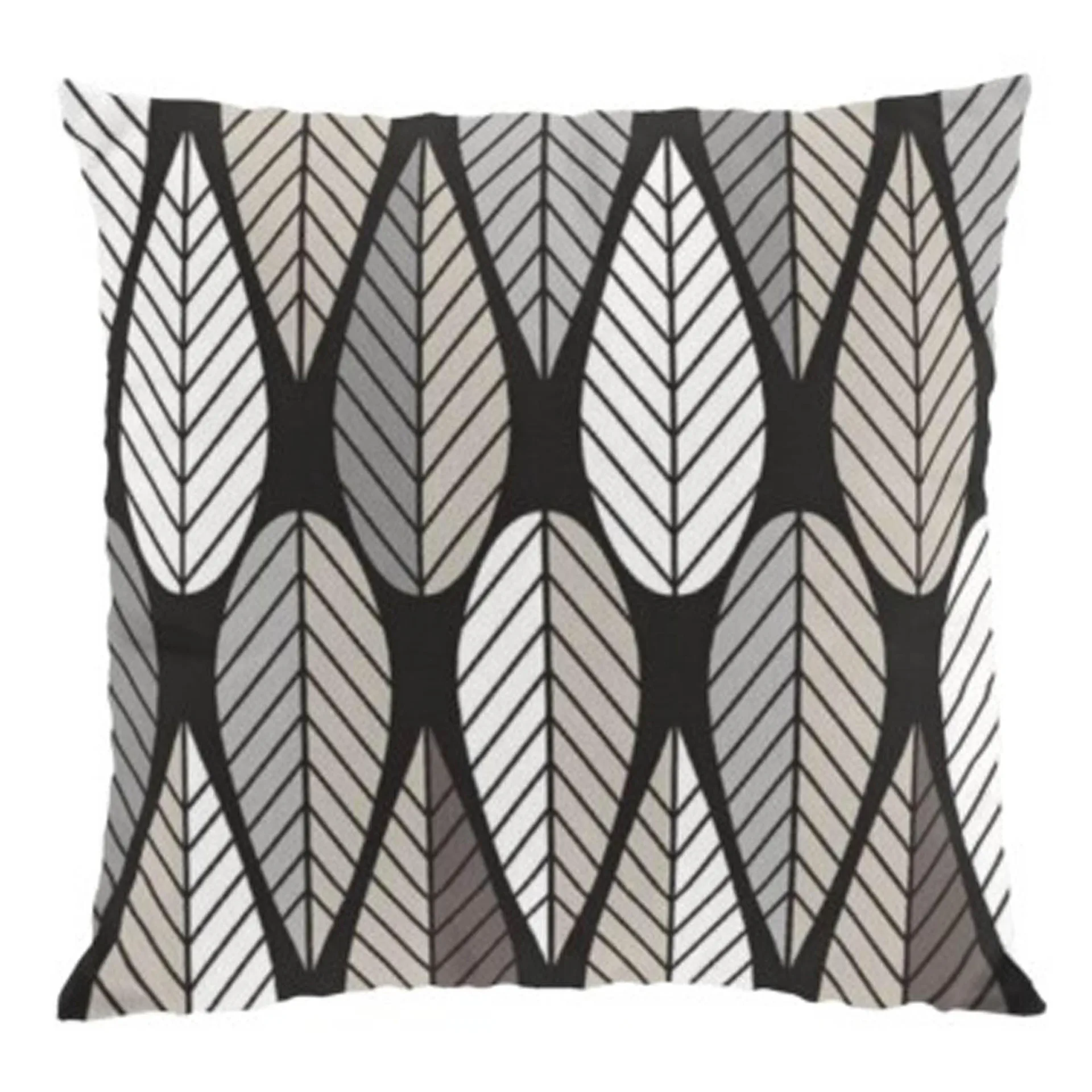 Blader cushion cover, grey-white-black Arvidssons Textil