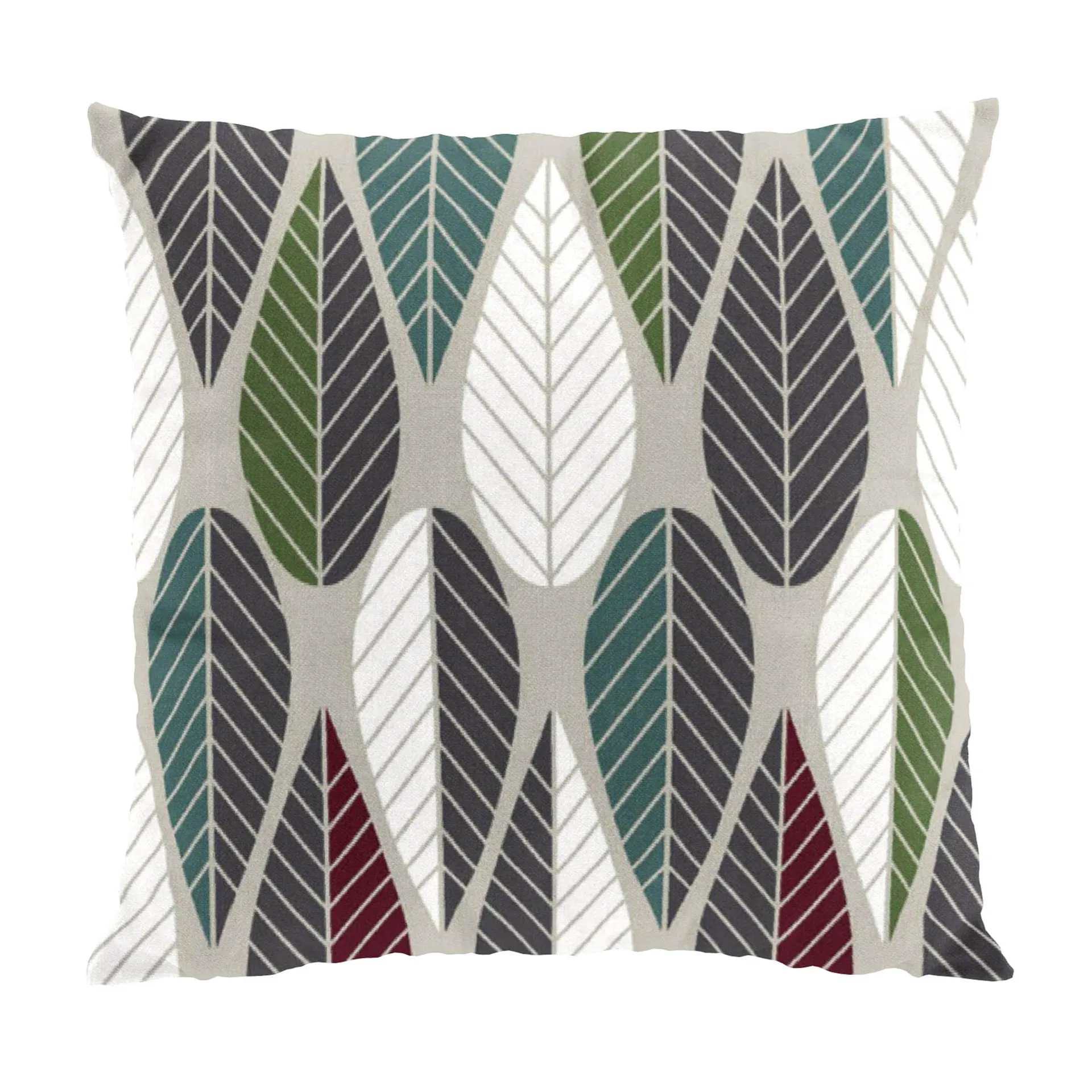 Blader cushion cover, wine red-green-grey Arvidssons Textil