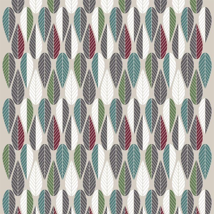 Blader fabric - burgundy-green-grey - Arvidssons Textil