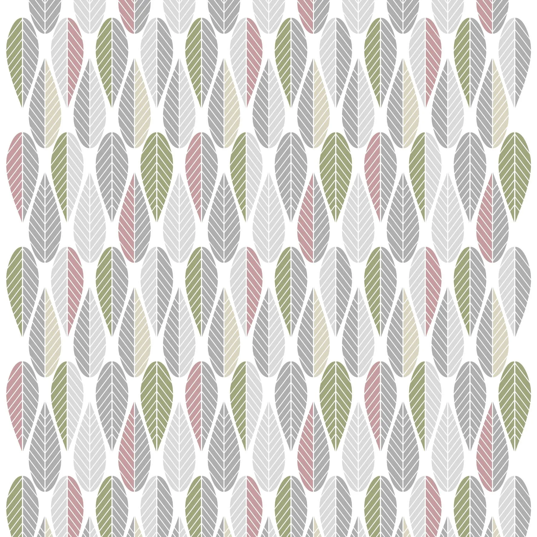 Blader fabric, pink-grey-green Arvidssons Textil