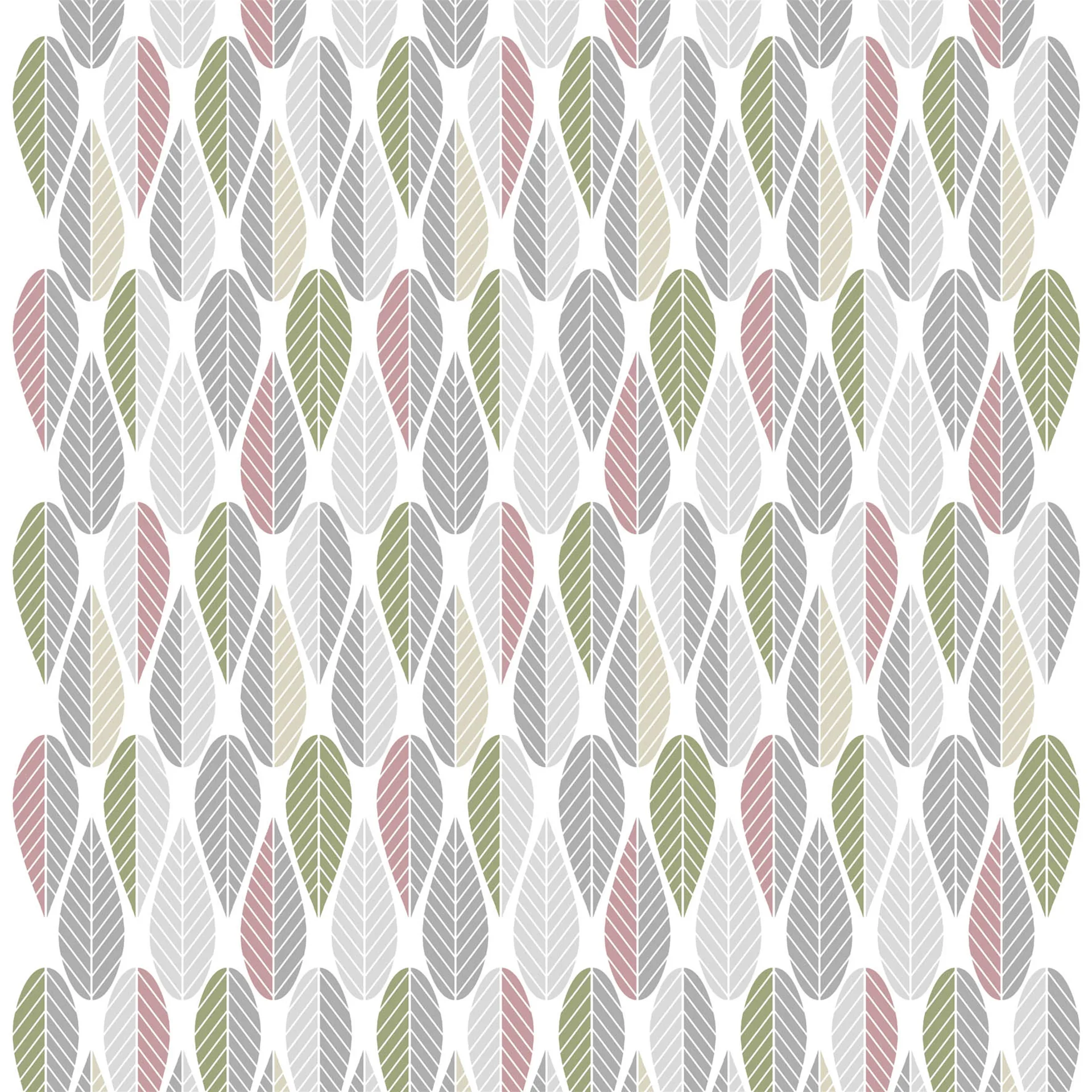 Blader fabric, pink-grey-green Arvidssons Textil