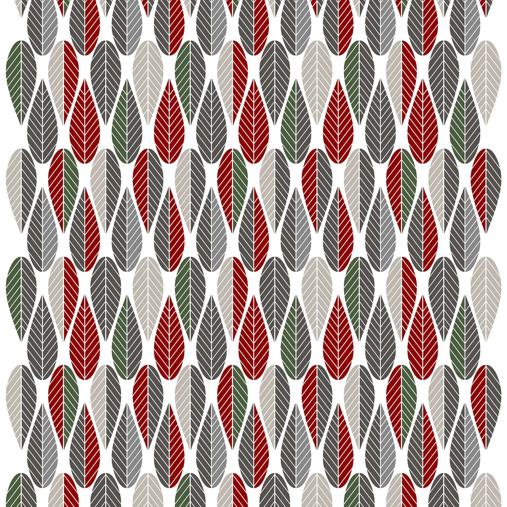 Blader fabric, red-green Arvidssons Textil