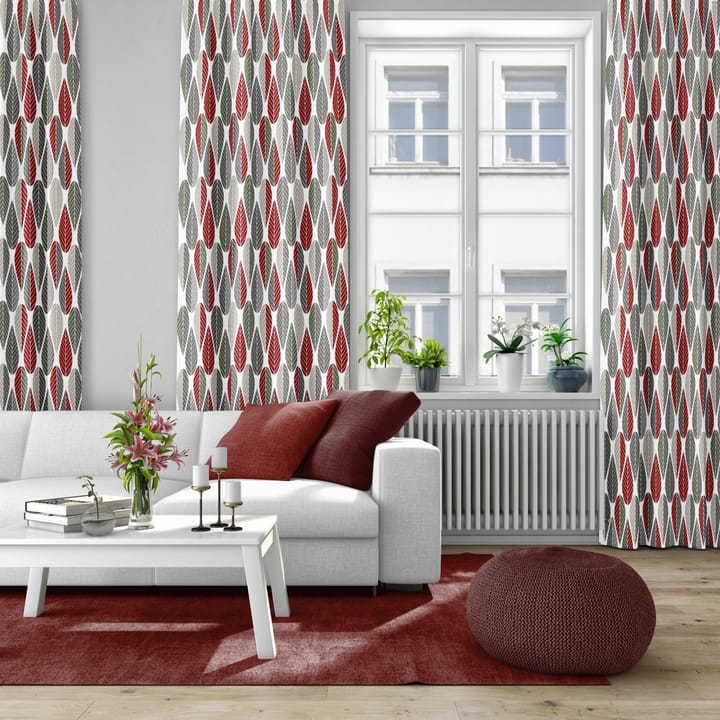 Blader fabric - red-green - Arvidssons Textil