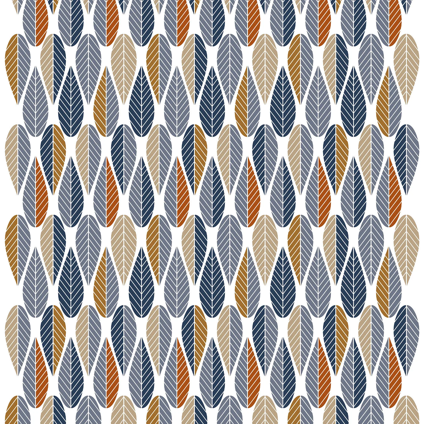 Blader oilcloth, blue Arvidssons Textil