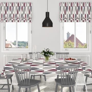 Blader oilcloth - grey-red - Arvidssons Textil