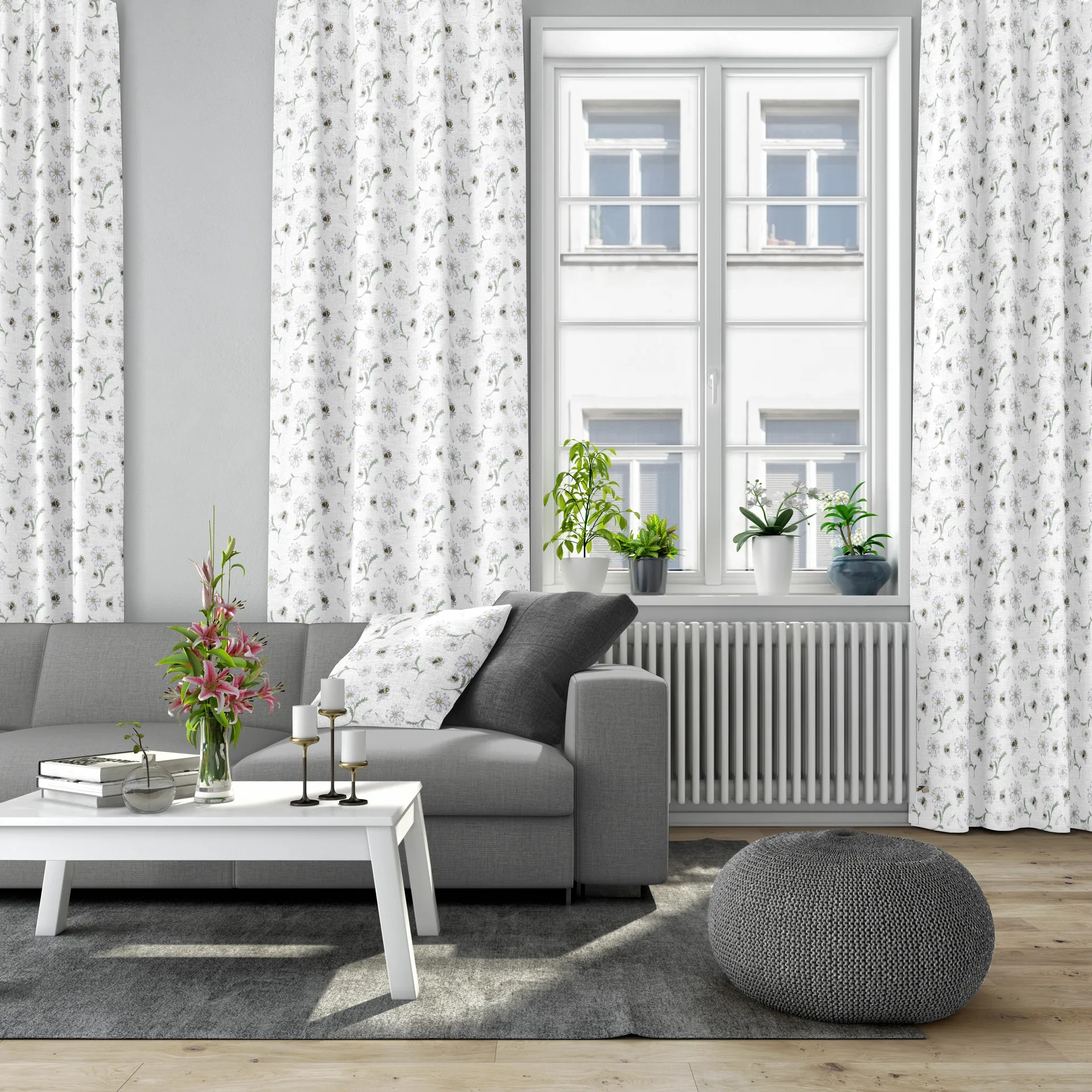 Blomstersurr fabric, Beige Arvidssons Textil