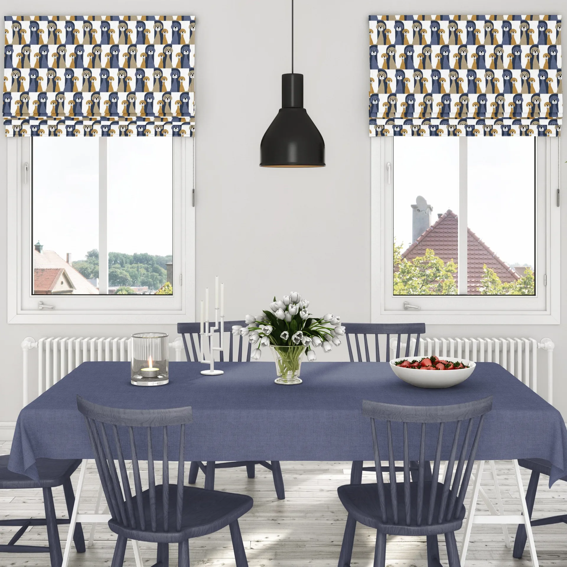 Buster fabric, blue-beige Arvidssons Textil