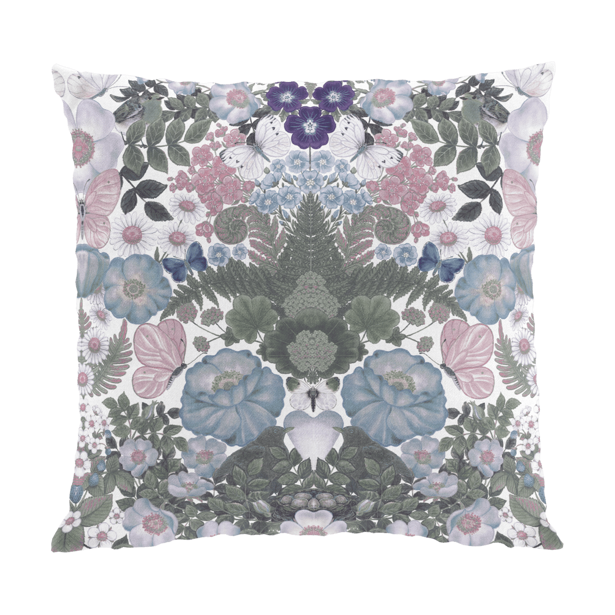 Arvidssons Textil Butterfly Flower cushion cover 47x47 cm Turquoise