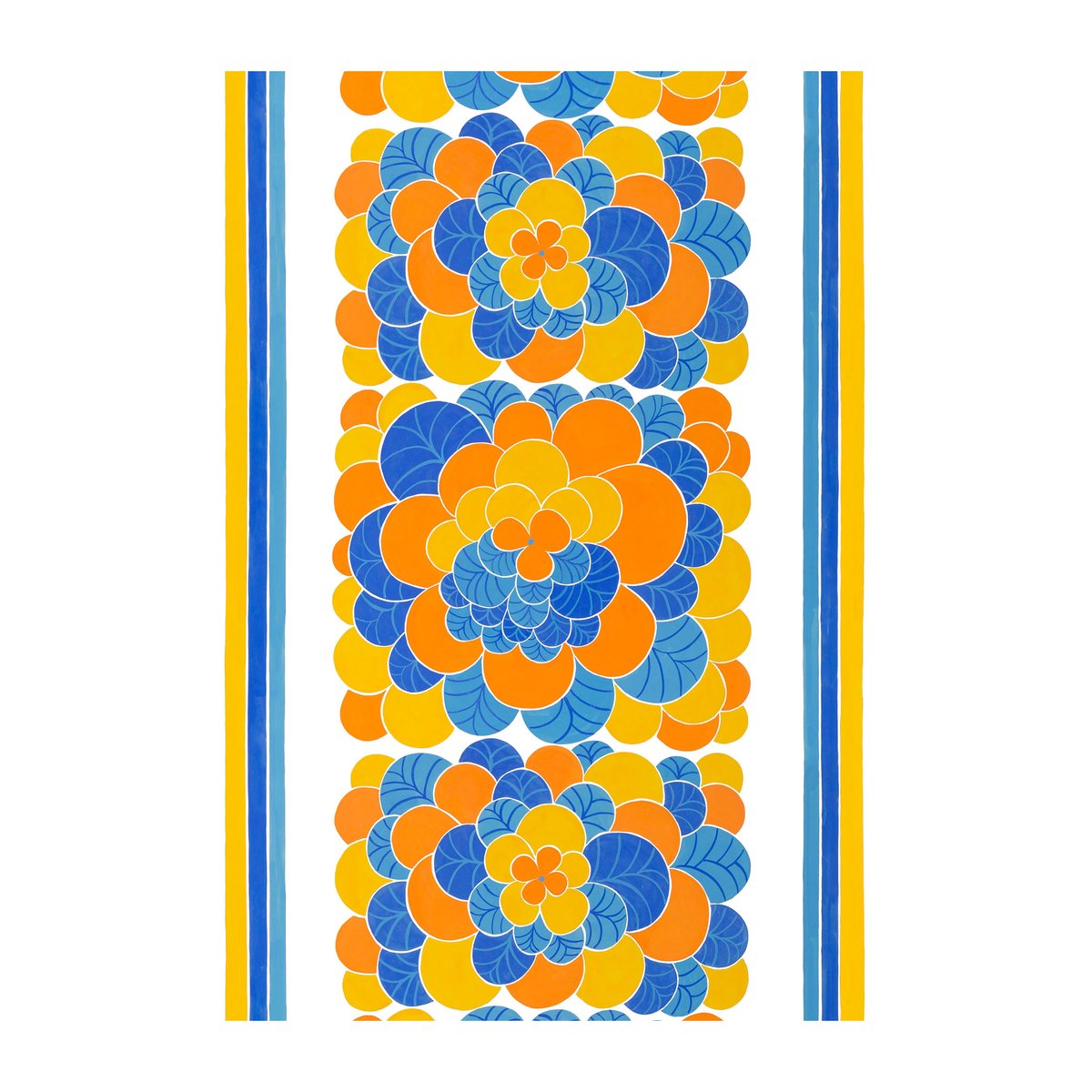 Arvidssons Textil Cirrus fabric Orange-blue | Scandinavian Design | Fabric by the metre | Orange