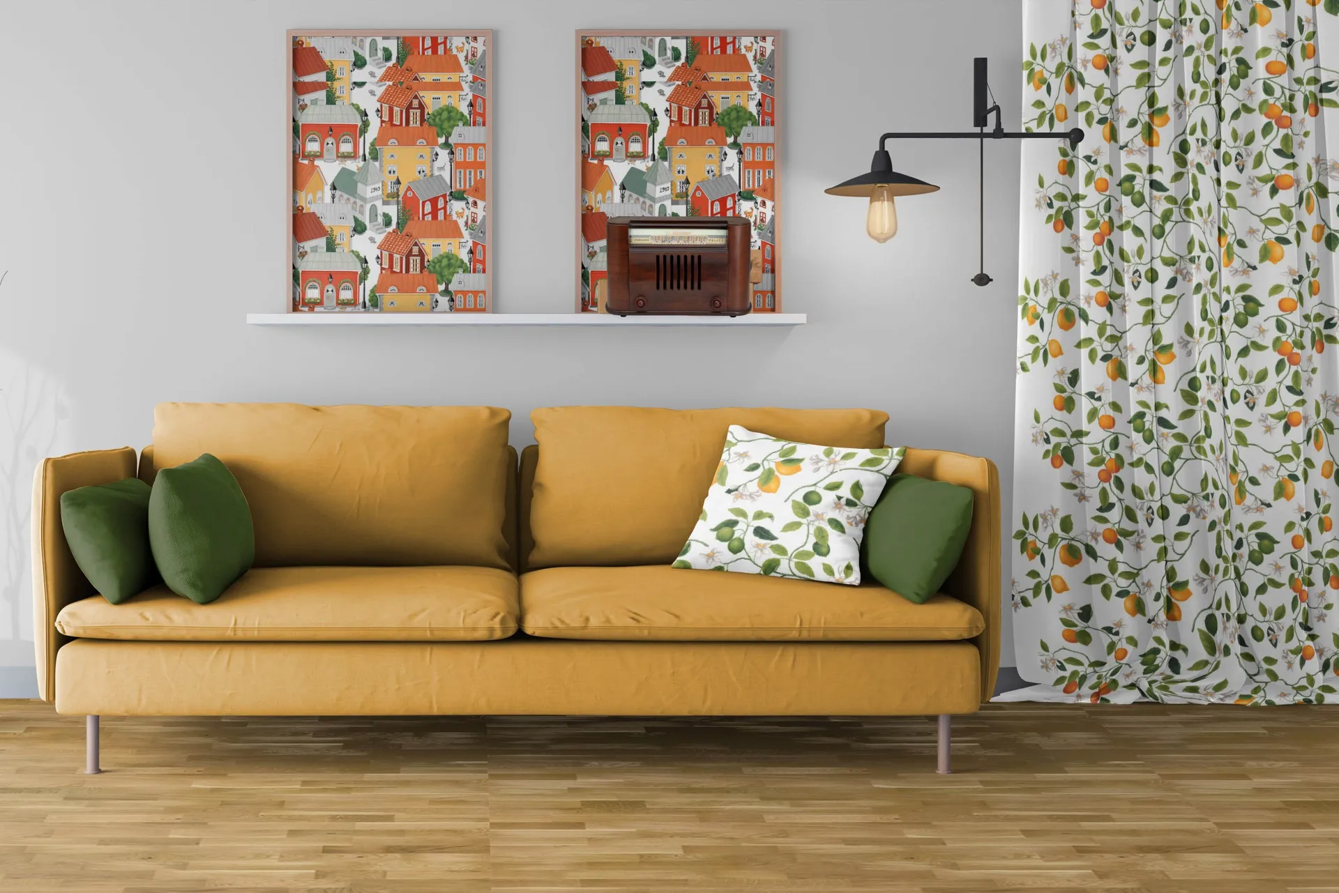 Citrusträdet fabric, Green-green Arvidssons Textil