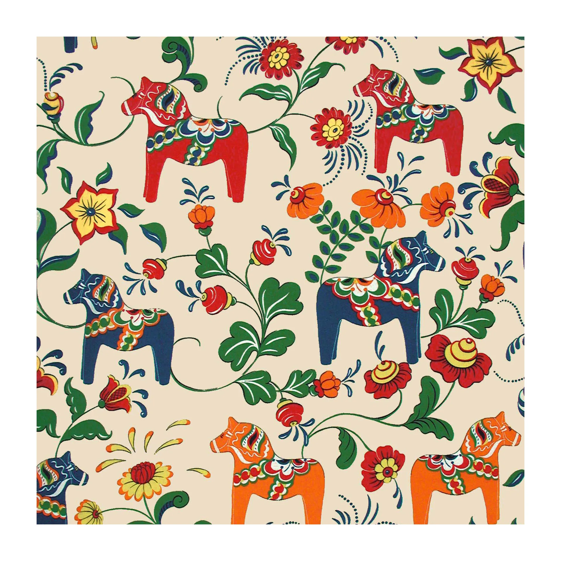 Dala horse oilcloth, multi Arvidssons Textil