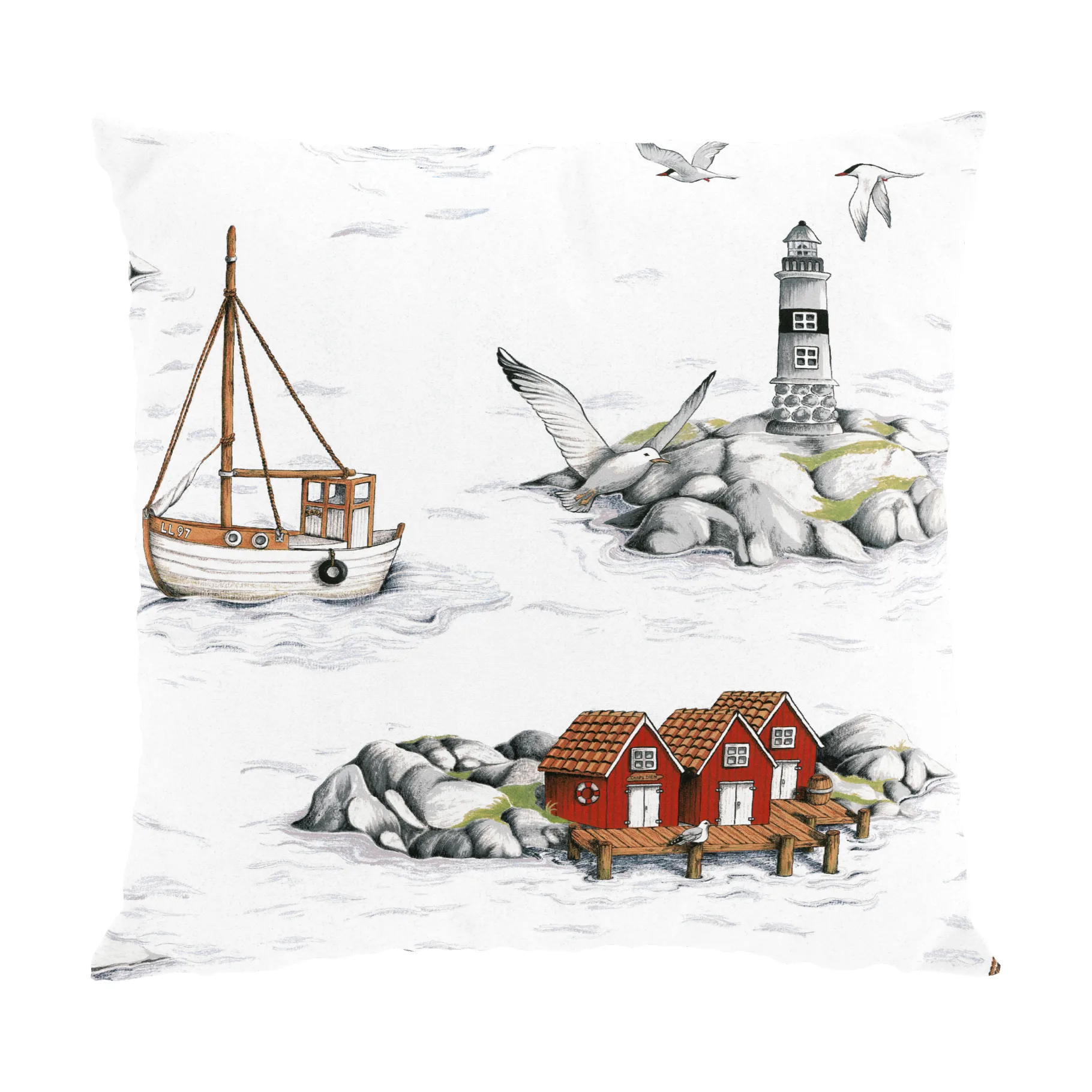 Fiskeskär cushion cover 47x47 cm, White Arvidssons Textil