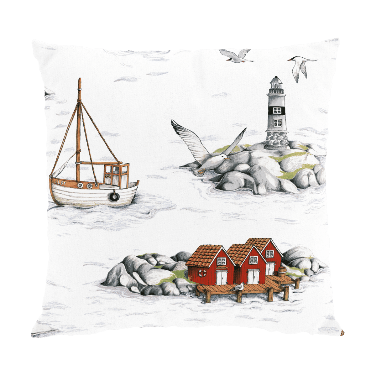 Arvidssons Textil Fiskeskär cushion cover 47x47 cm White