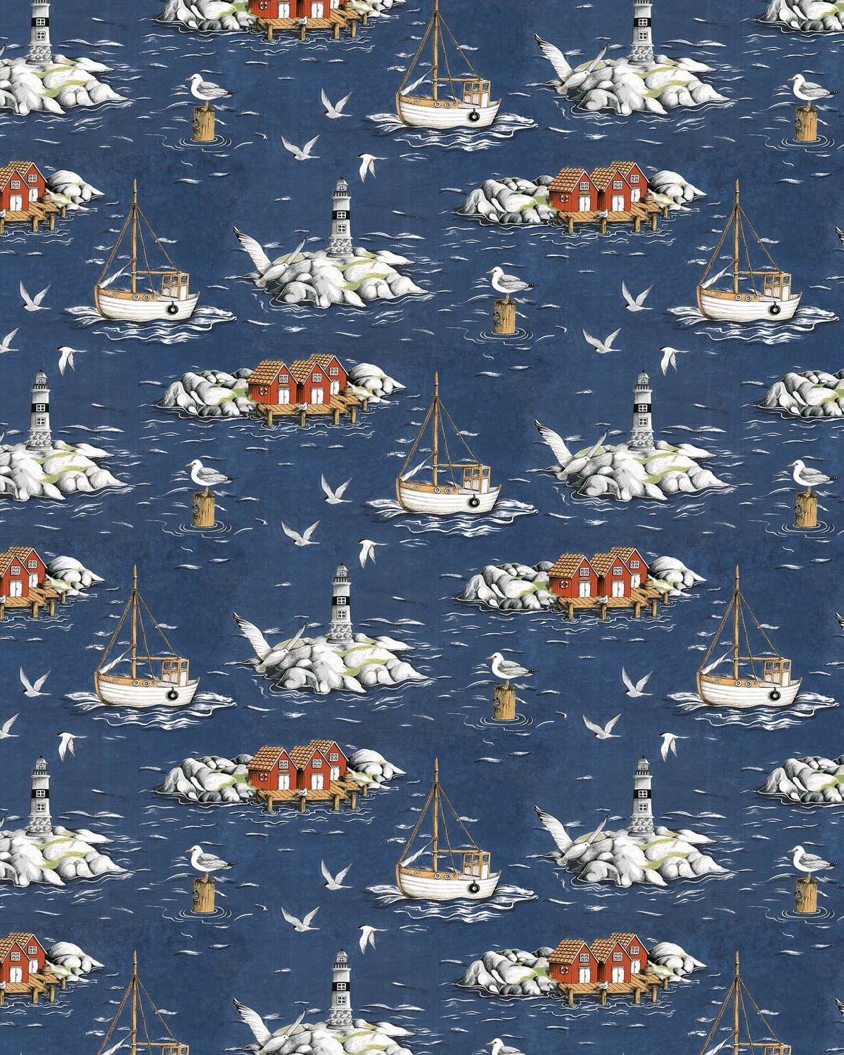 Arvidssons Textil Fiskeskär fabric Blue | Scandinavian Design | Fabric by the metre | Blue