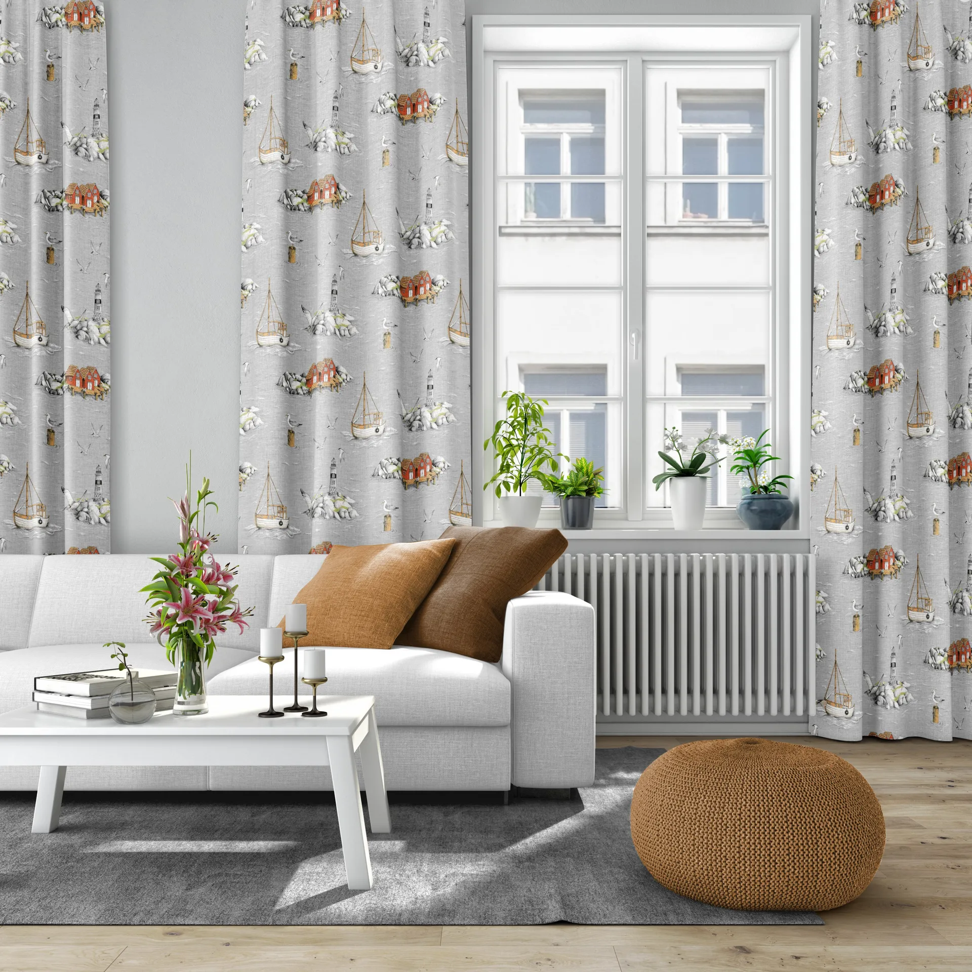 Fiskeskär fabric, grey Arvidssons Textil