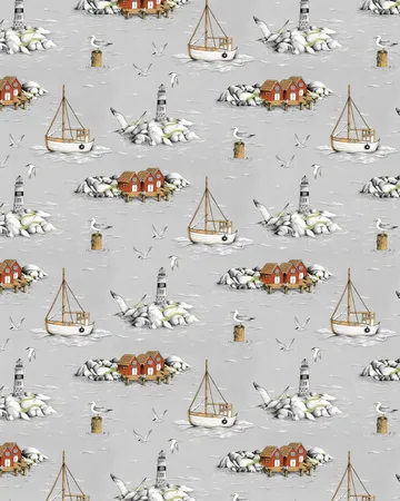 Fiskeskär oilcloth - grey - Arvidssons Textil