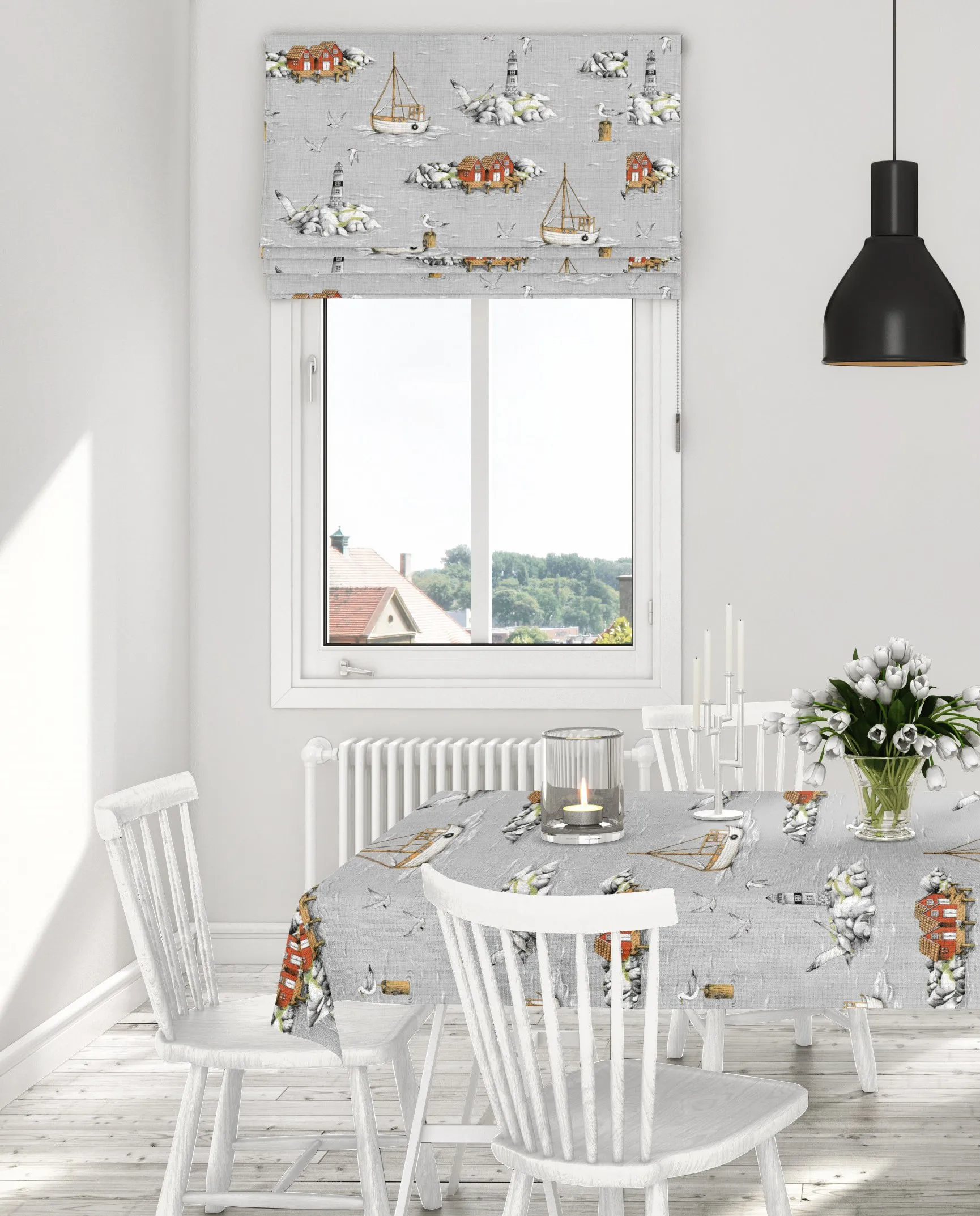 Fiskeskär oilcloth, grey Arvidssons Textil