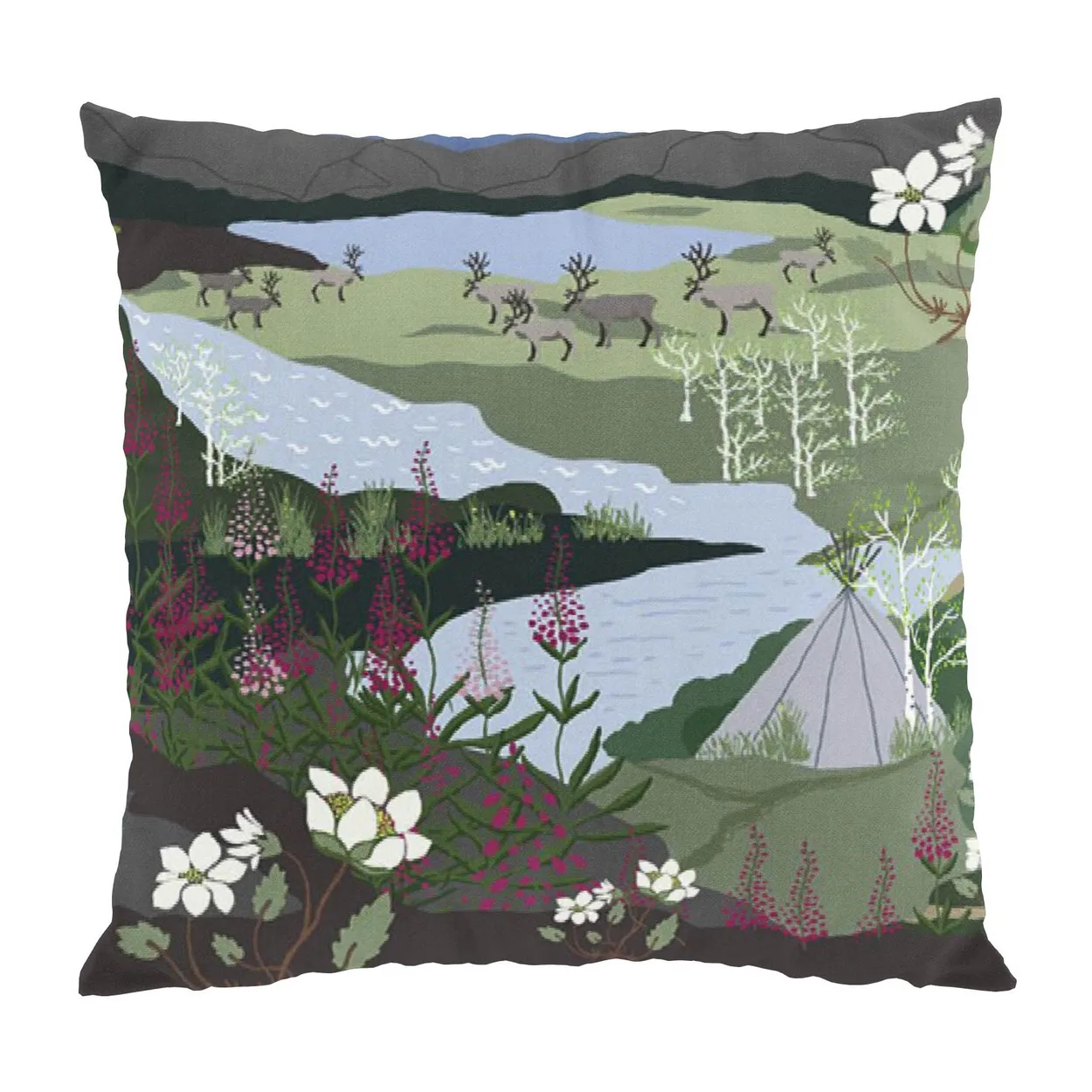 Arvidssons Textil Fjällvandring cushion cover 47x47 cm Blue-green