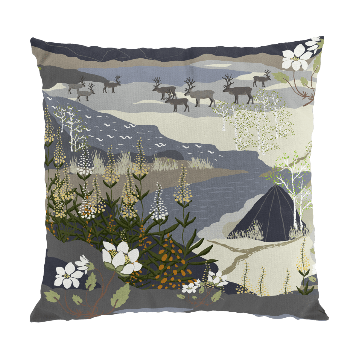 Arvidssons Textil Fjällvandring cushion cover 47x47 cm Blue
