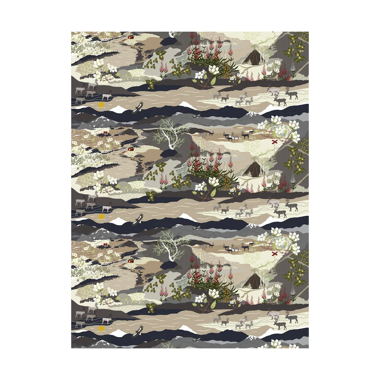 Arvidssons Textil Fjällvandring fabric Beige | Scandinavian Design | Fabric by the metre | Beige