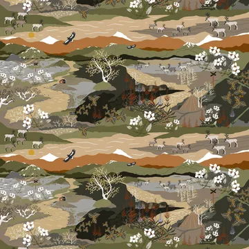 Fjällvandring fabric - green-rust - Arvidssons Textil