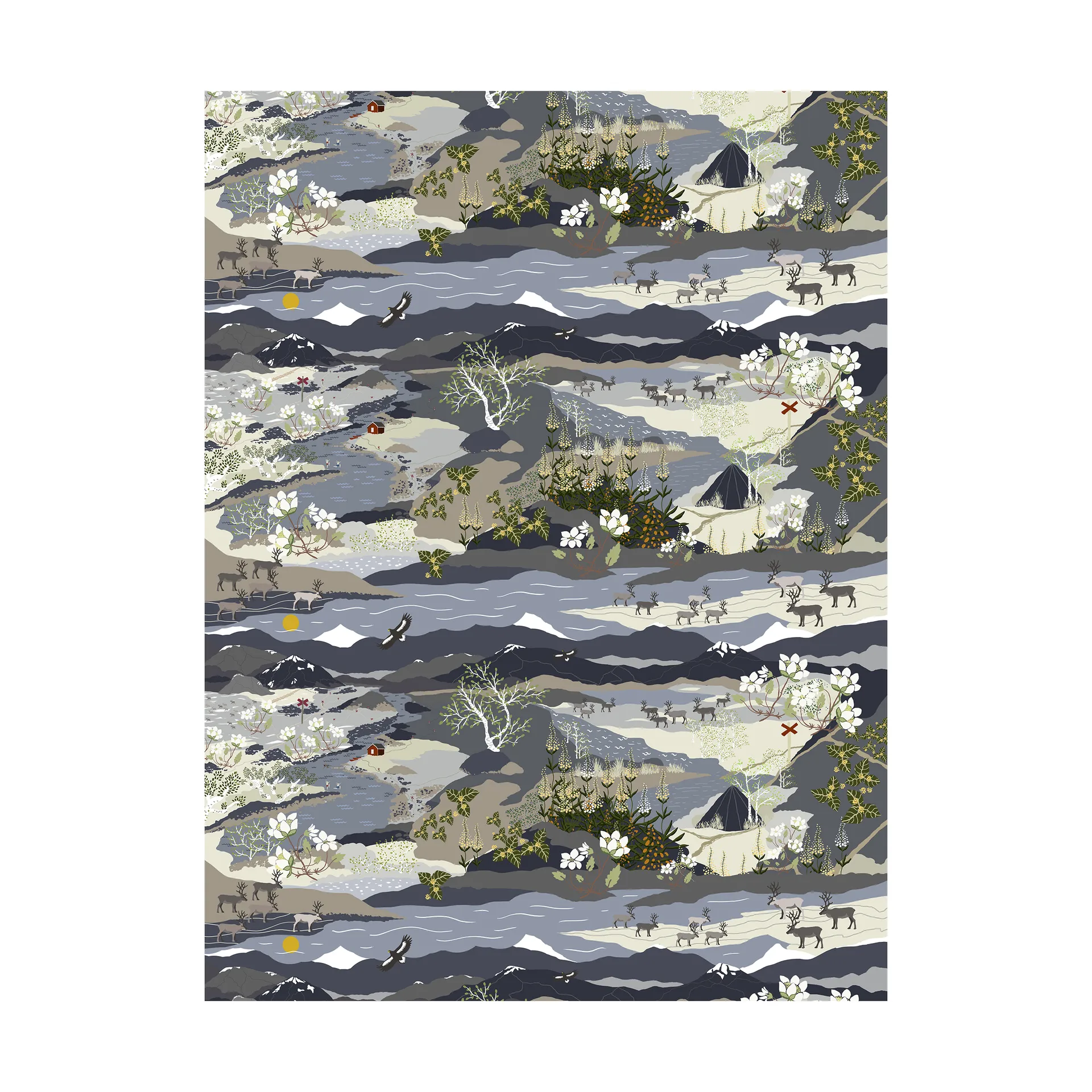 Fjällvandring oilcloth, Blue Arvidssons Textil