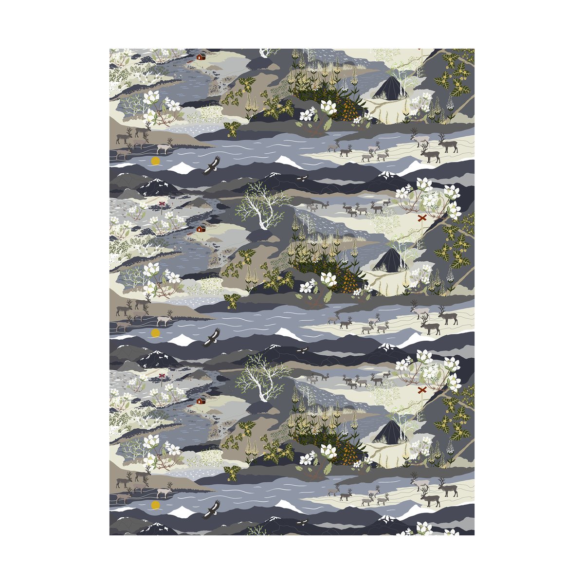 Arvidssons Textil Fjällvandring oilcloth Blue | Scandinavian Design | Fabric by the metre | Blue