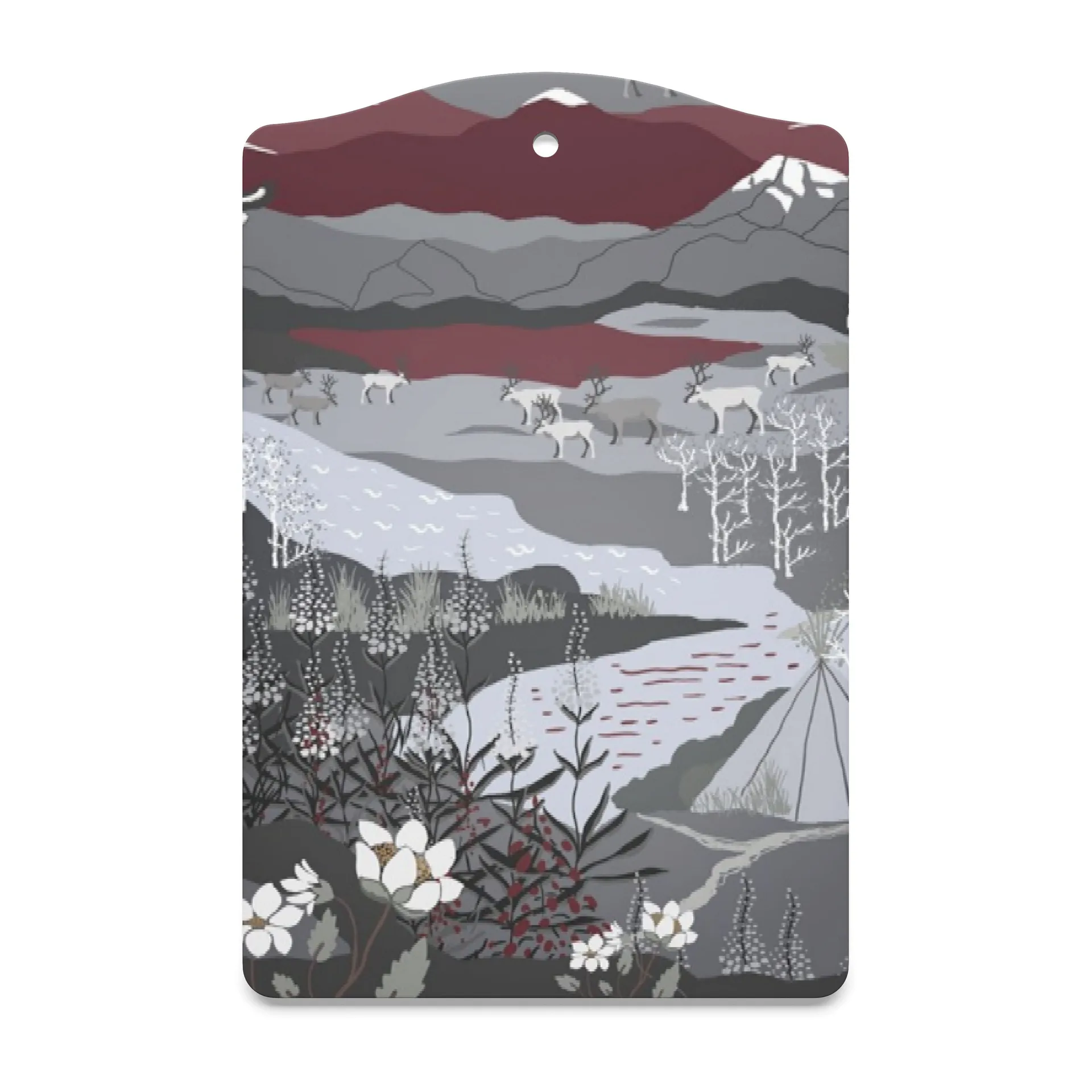 Fjällvandring serving tray 20x30 cm, grey-burgundy Arvidssons Textil