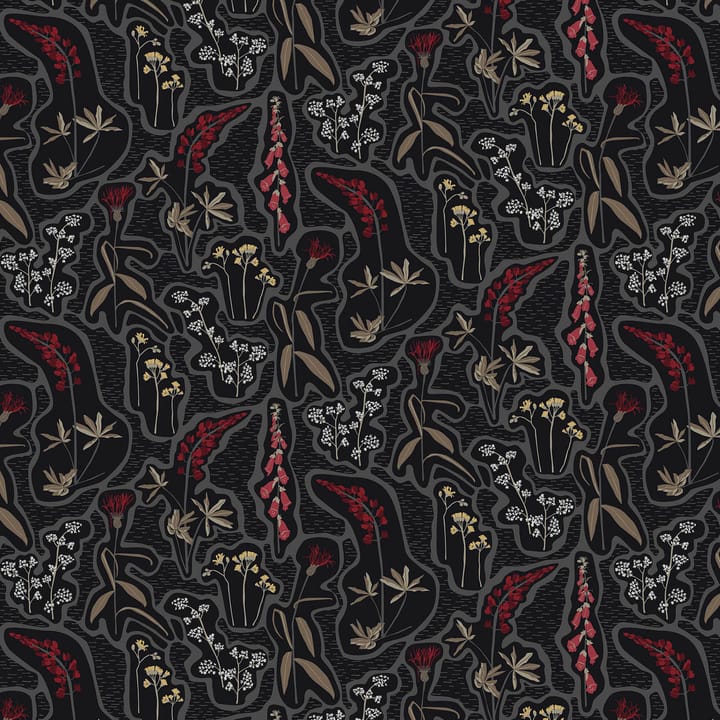 Florens fabric - black-red - Arvidssons Textil