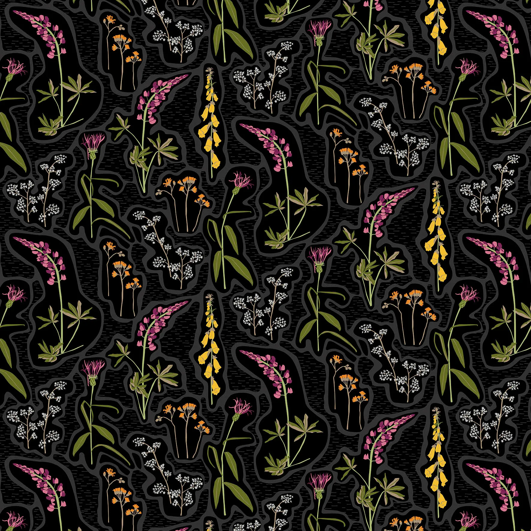 Florens oilcloth, black-multi Arvidssons Textil