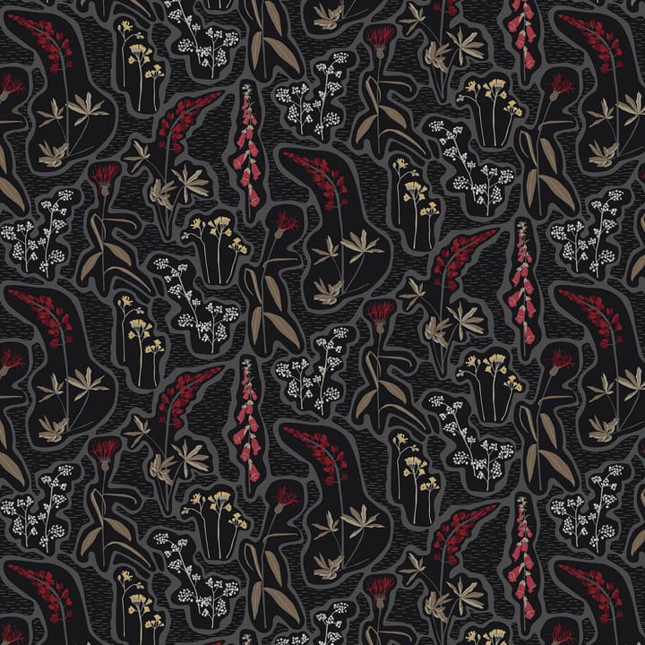 Florens oilcloth, black-red Arvidssons Textil